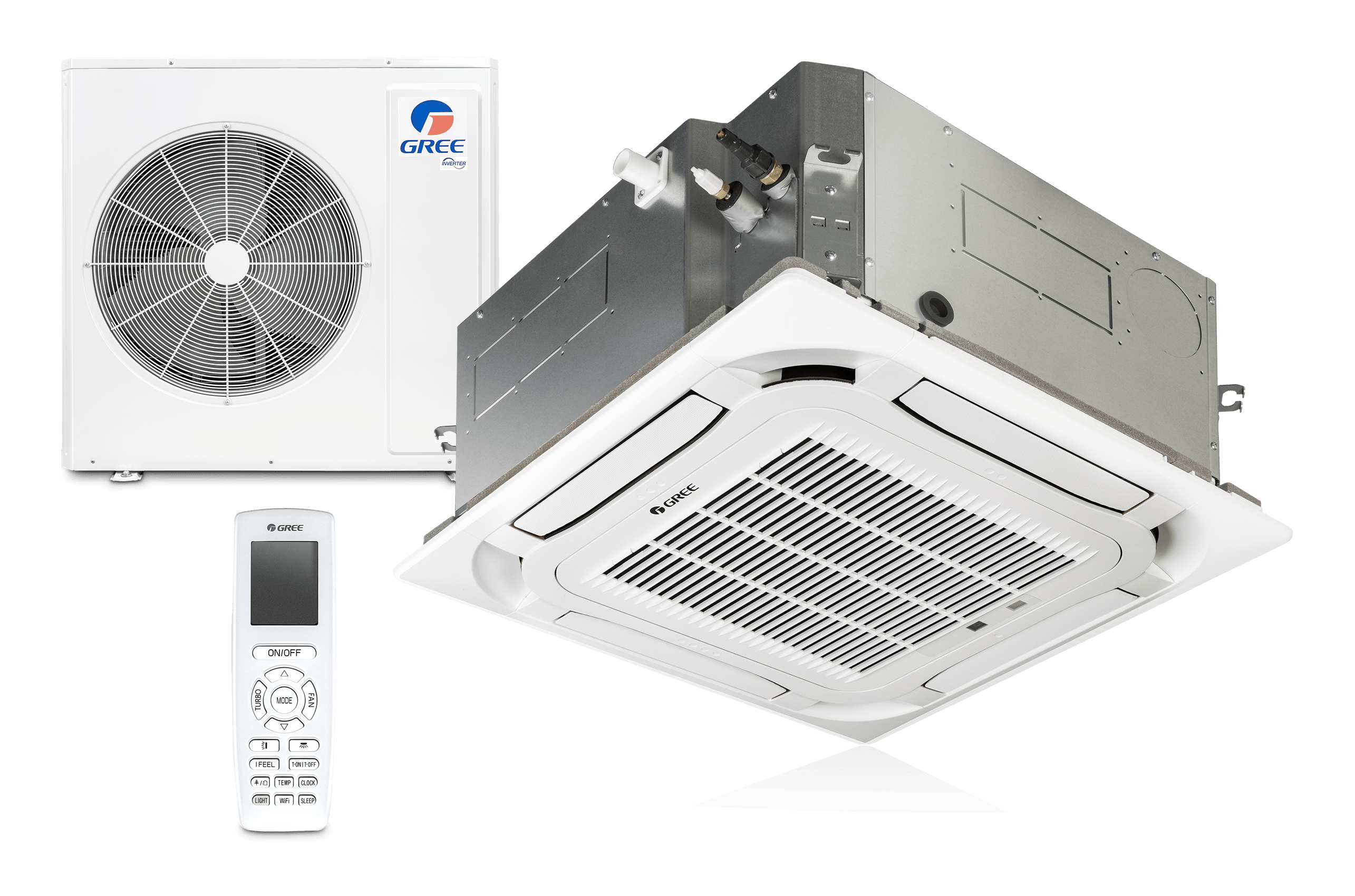 GREE GUD160-T1/WS | Deckenkassetten Klimaanlagen Set | 14,5 kW